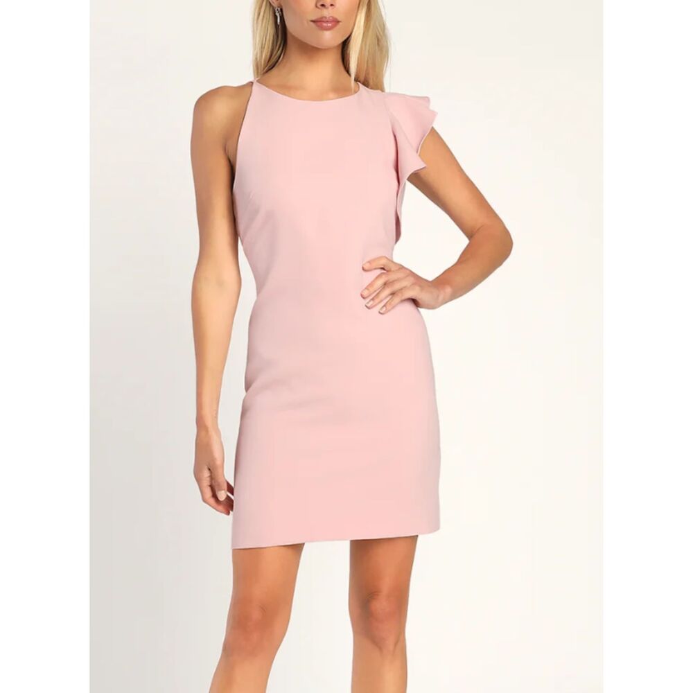 Lulus Dinah Blush Pink One-Shoulder Dress Size Medium